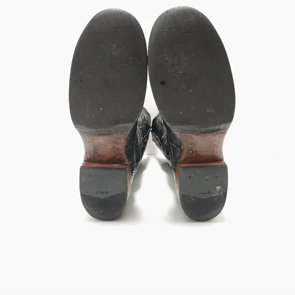 Lucchese 2000 Womens Ostrich Cowboy Boots Size 8.5 B Black Exotic - Picture 9 of 11